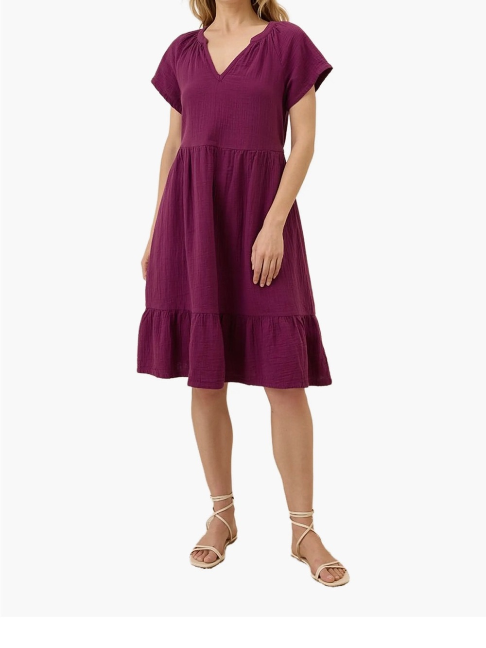 Pact Organic Cotton Coastal Double Gauze Breezy Dress Womens Large Lightweight